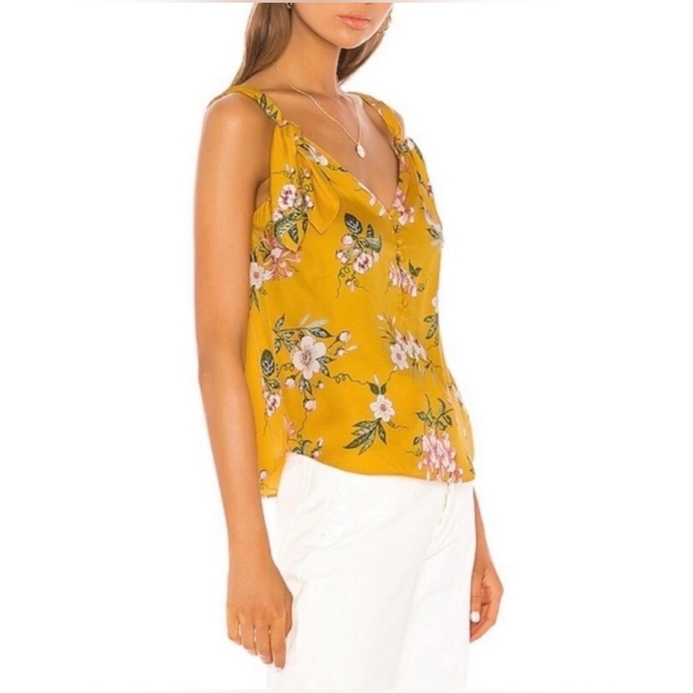 Rebecca Taylor Lita flair v neck silk tank sleeveless top in Marigold size M